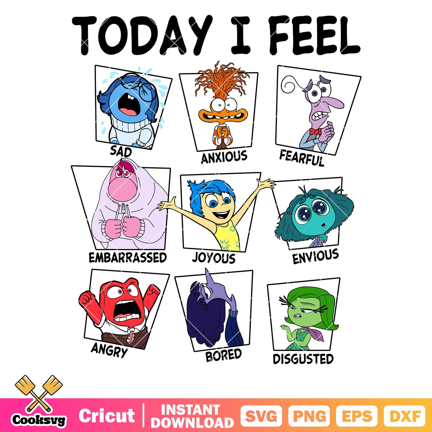 Inside out emotion today i feel svg, inside out 2 emotion svg