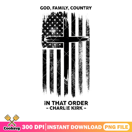 In that order charlie kirk png, american flag png, god png