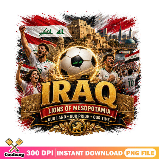 Iraq Football Lions Of Mesopotamia PNG, Iraq Soccer PNG, Iraqi Flag PNG