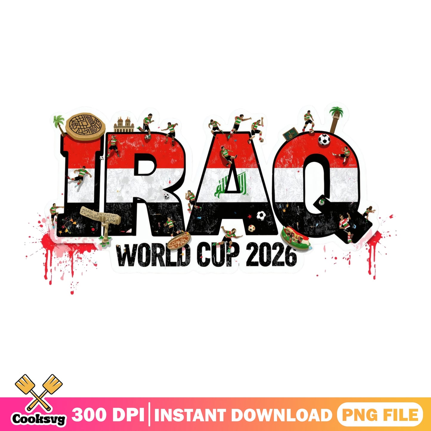 Iraq World Cup 2026 PNG, Iraq Soccer Fan Gift, Football PNG