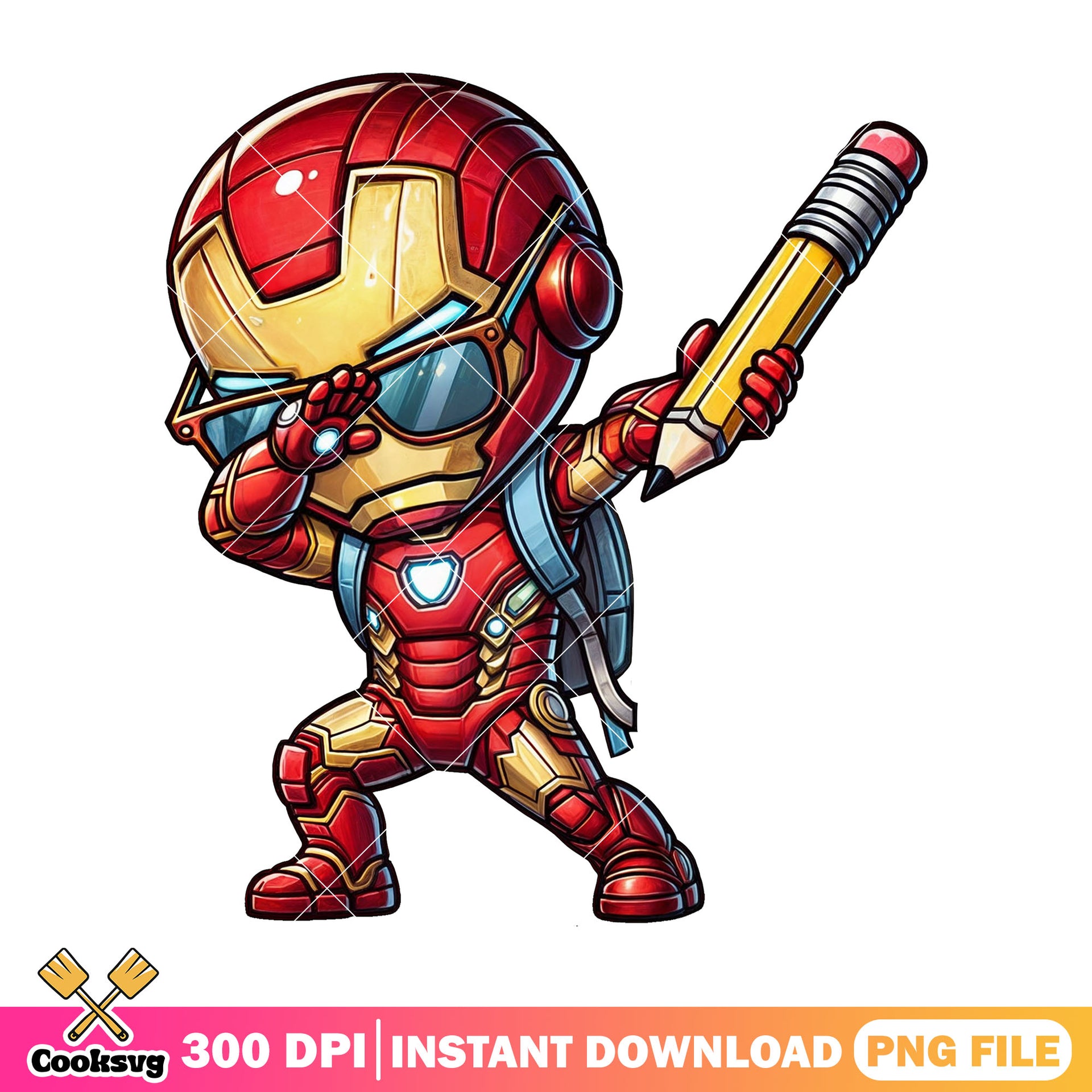 chibi iron man helmet Iron man chibi big pencil png, happy back to school png, marvel png –  Cooksvg
