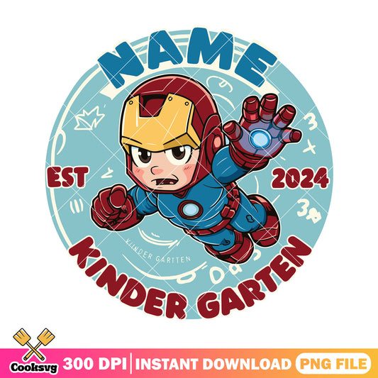 Ironman kinder garten png, back to school poster png, marvel hero png