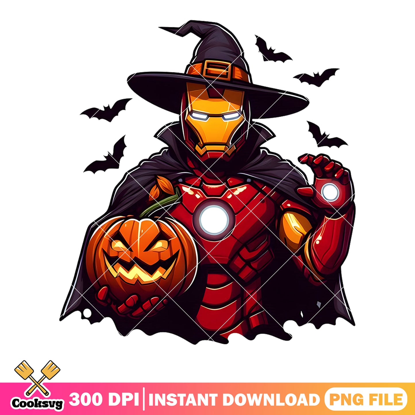 Iron man png, halloween marvel png, spooky costume png