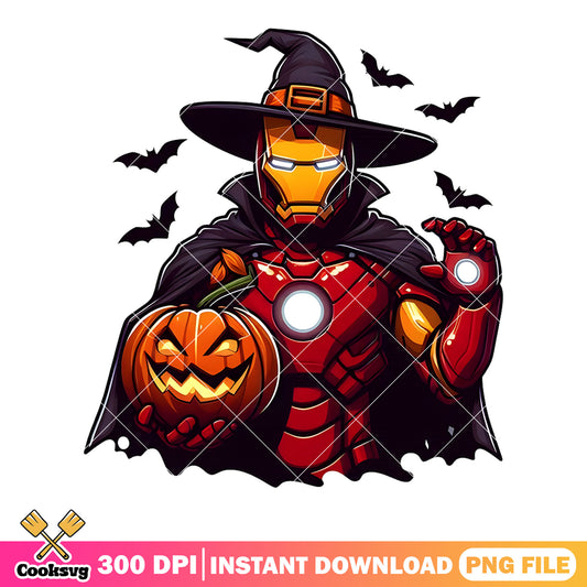 Iron man png, halloween marvel png, spooky costume png