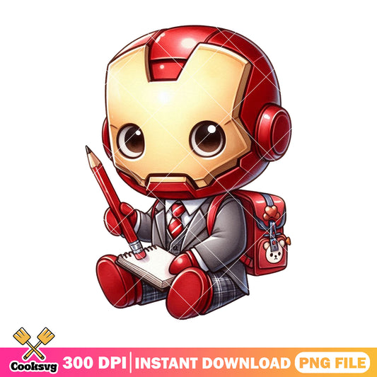 Iron man writting png, iron man cute png, back to school idea png