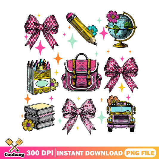 Items of school design png, supply list png, back to school png