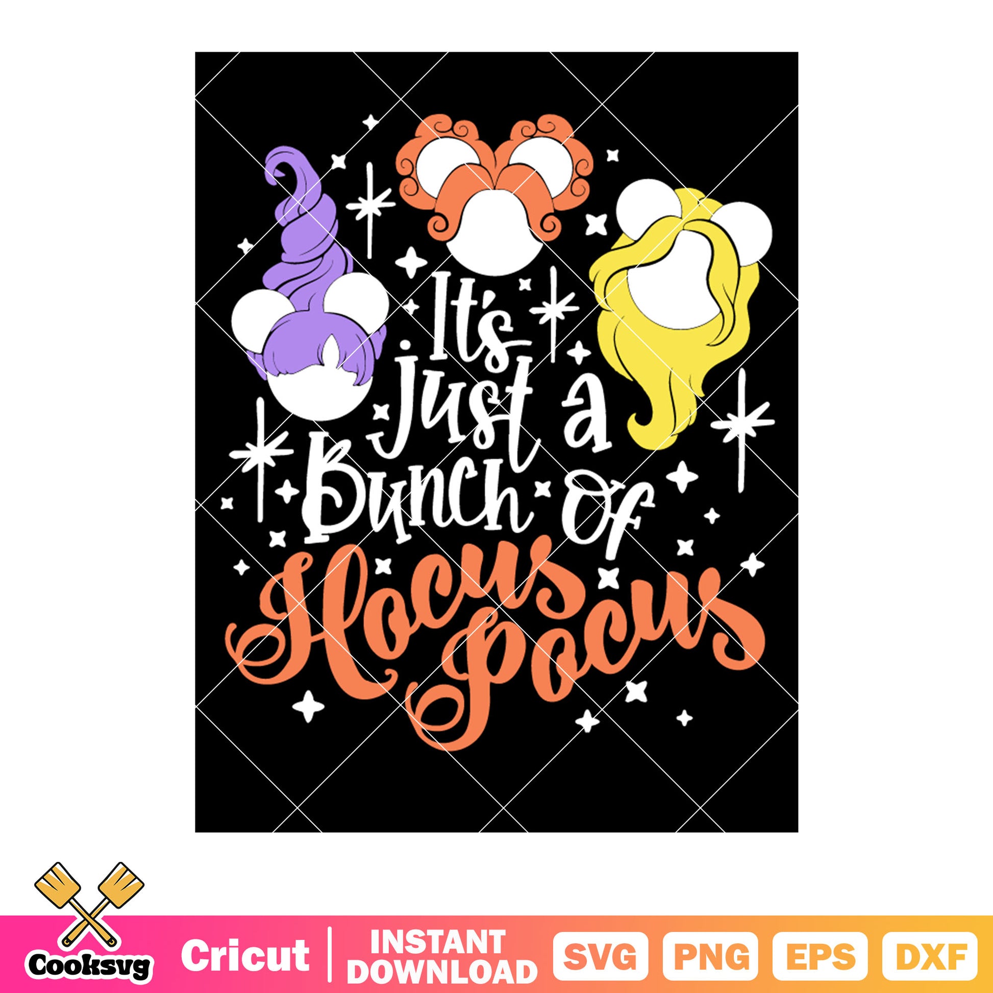 Its just a bunch of hocus pocus svg, purple hair svg, orange hair svg