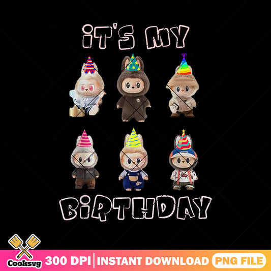 Its my birthday labubu doll png, labubu dolls png, labubu cute png