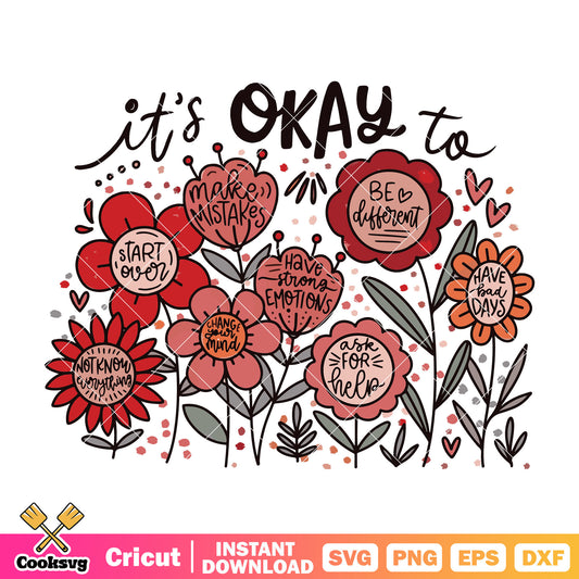 Its okay to make mistake svg, flower quotes svg, funny quote svg