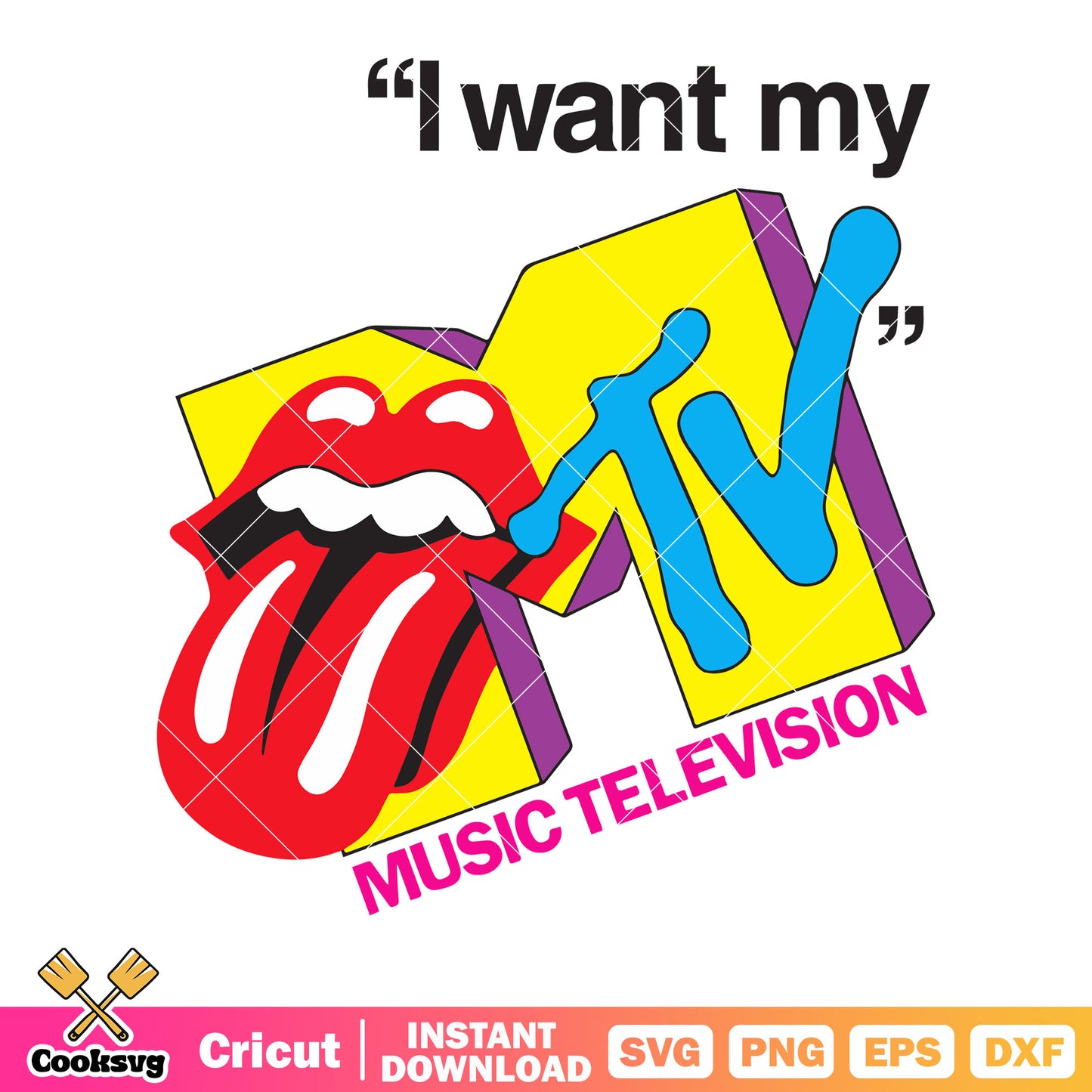 I want my music televison svg, red lips svg, tv show music​ svg
