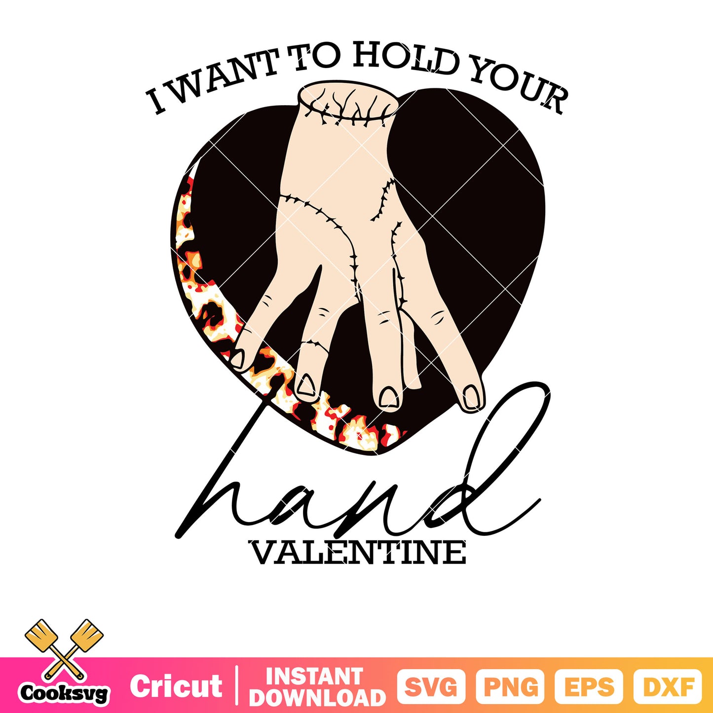 I want to hold your hand text valentine svg, horror valentine​ svg