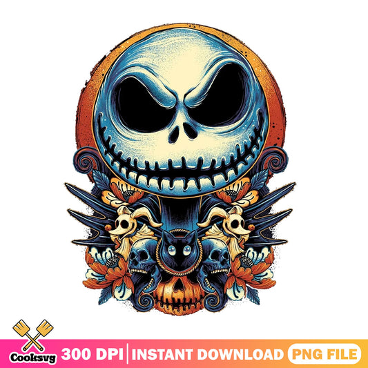 Jack Skellington Halloween PNG, Nightmare Before Christmas PNG, Skull PNG