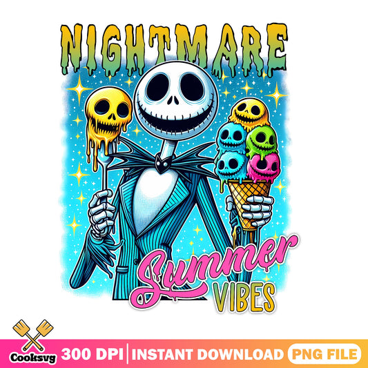 Jack Skellington Summer Vibes PNG, Nightmare Before Christmas PNG, Summer PNG