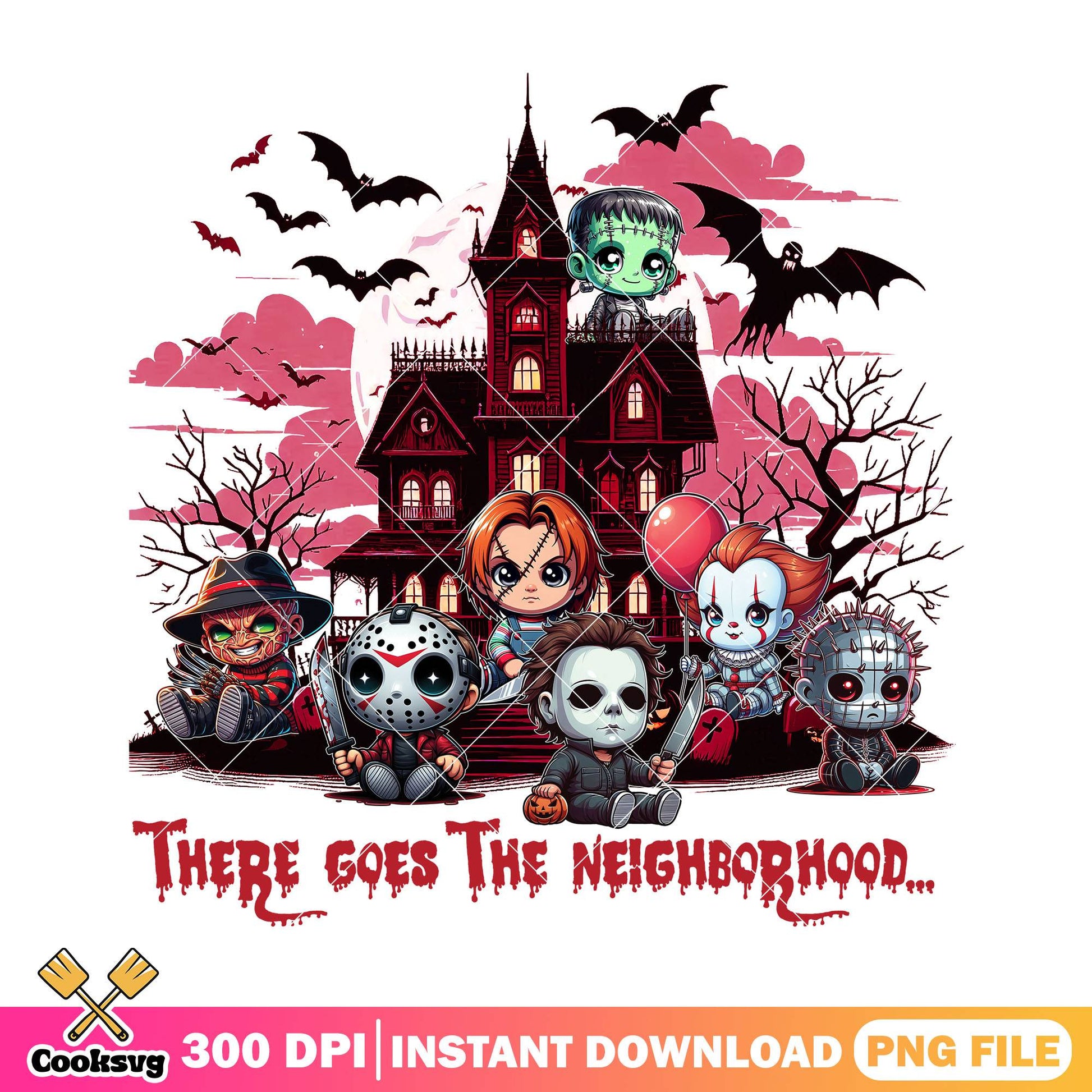 Jack and friends design png, horror castle png, halloween jack png