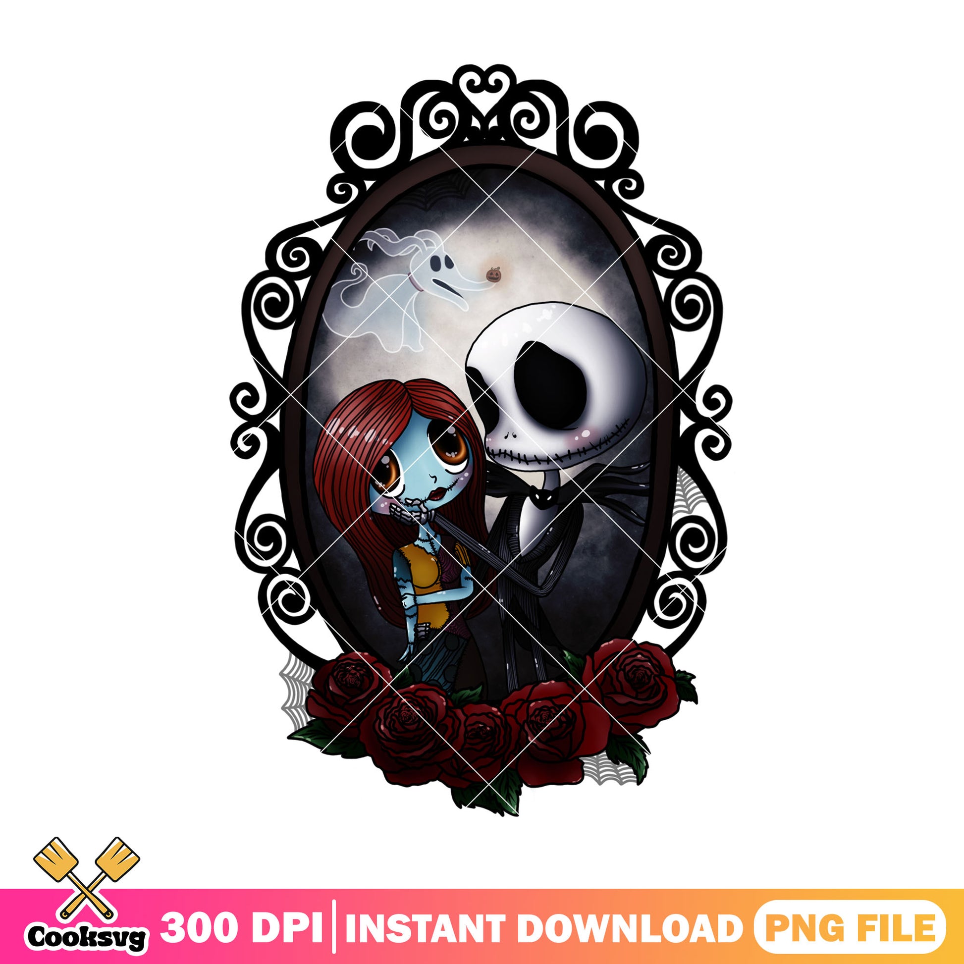 Jack and sally chibi png, halloween horror png, chibi jack png