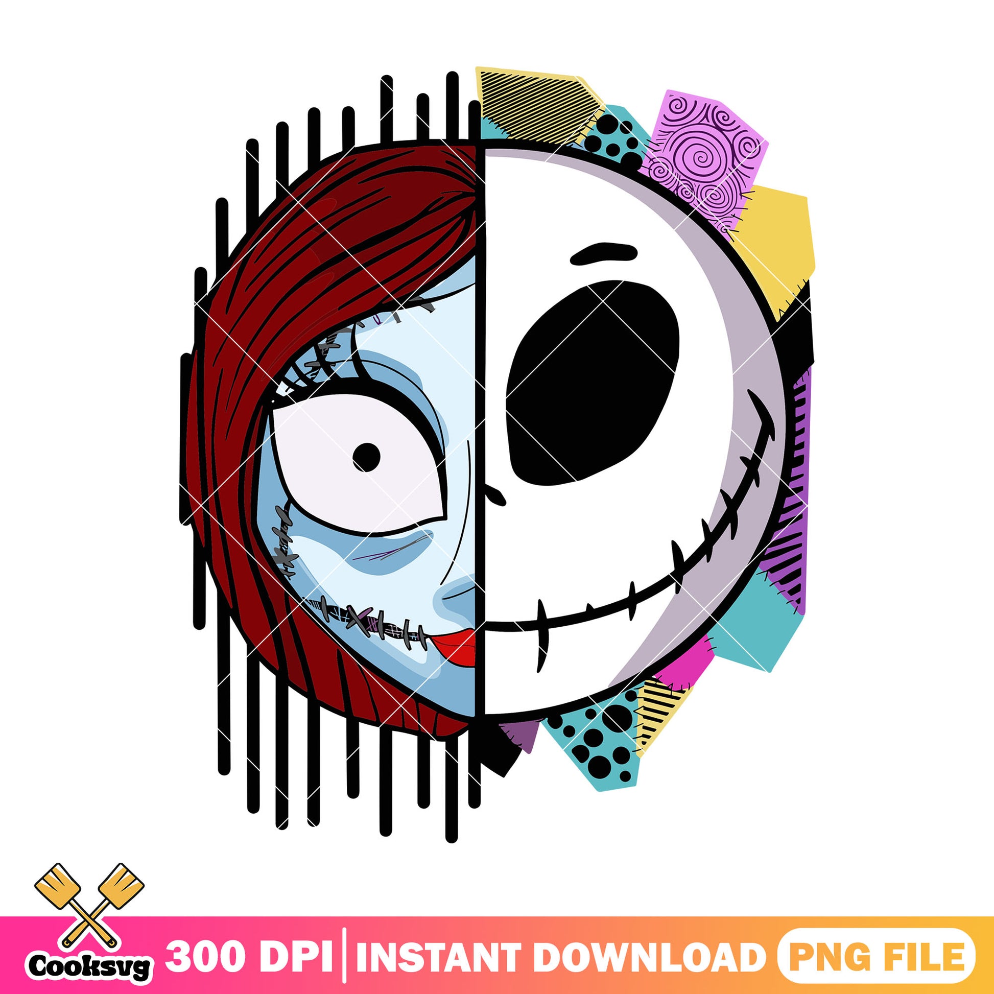 Jack and sally face png, halloween art png, horror face png