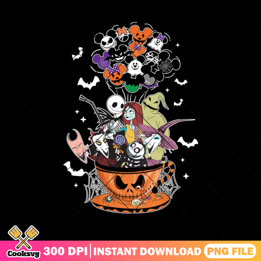 Jack friends cup pumpkin png, jack friends png, nightmare halloween png