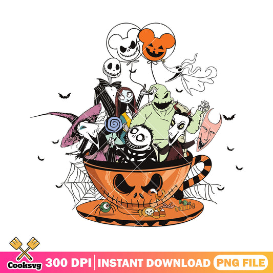 Jack friends in a cup png, friends horror png, halloween cartoon png