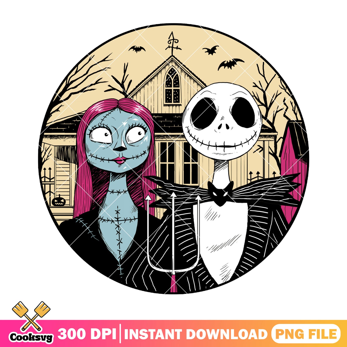 Jack happy with sally png, sally cute png, halloween cartoon png