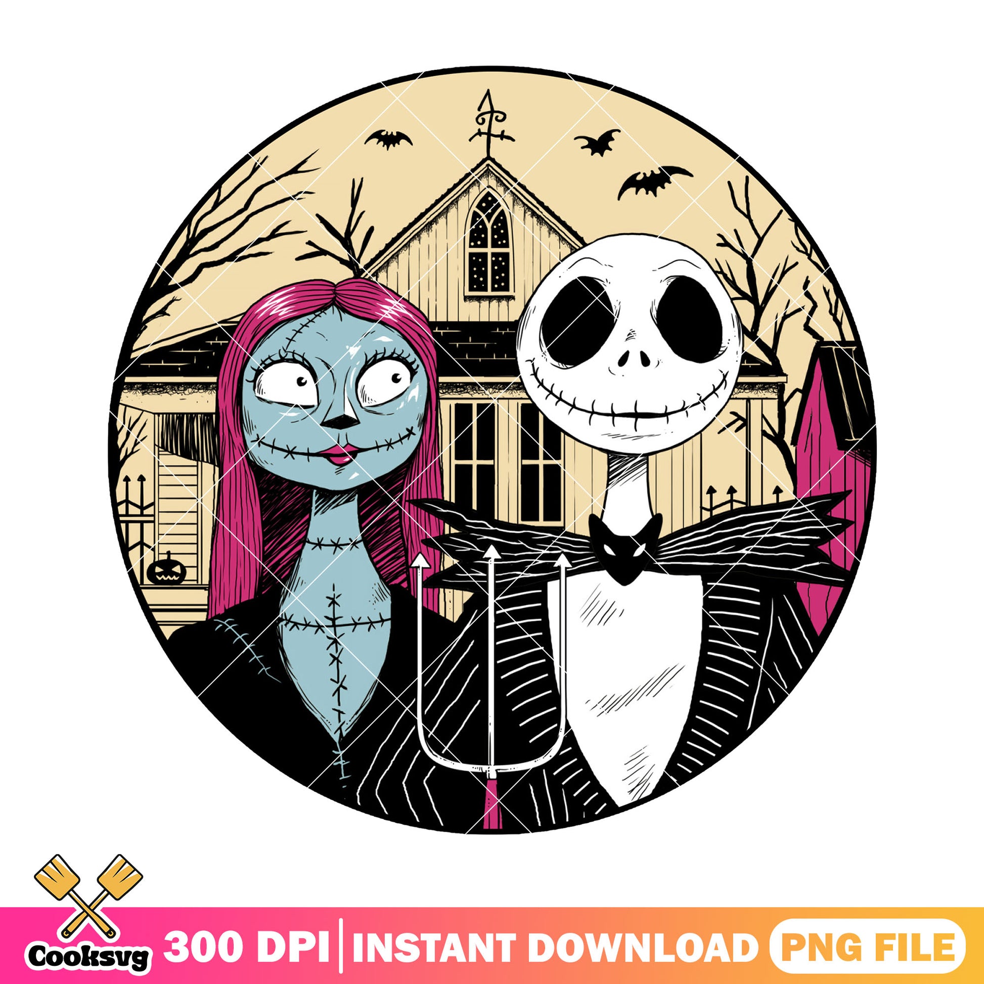 Jack happy with sally png, sally cute png, halloween cartoon png