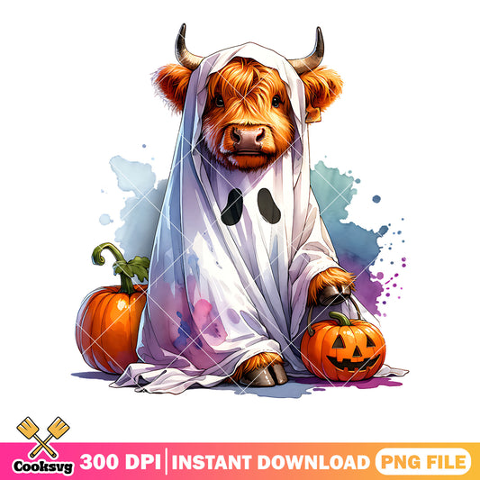 Jack o lantern cow png, ghost costume png, halloween scary png