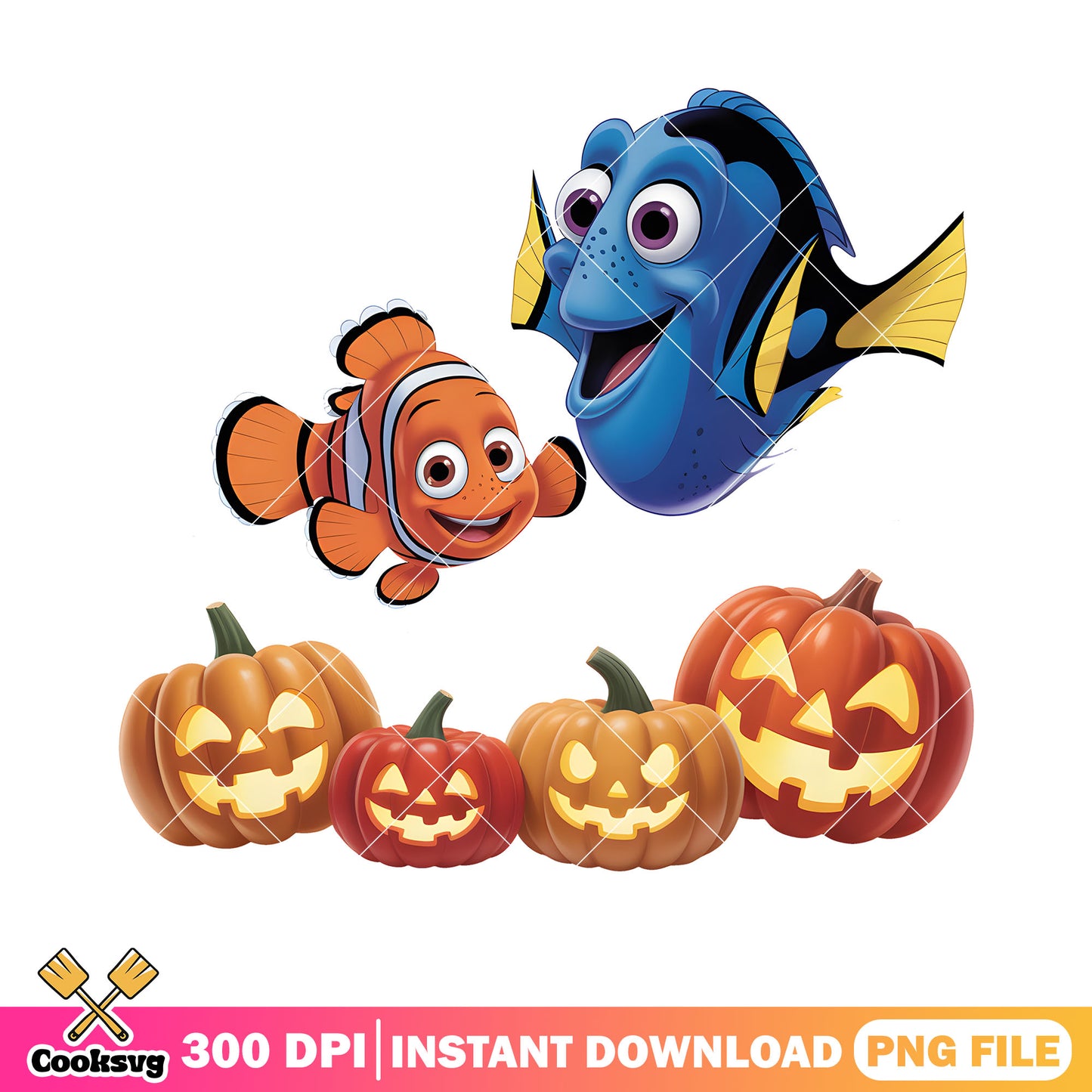 Jack o lantern dory marlin png, trick or treat png, finding nemo png