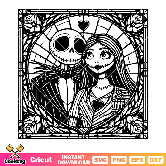 Jack skelington svg, zombie sally svg, couple moster​ svg