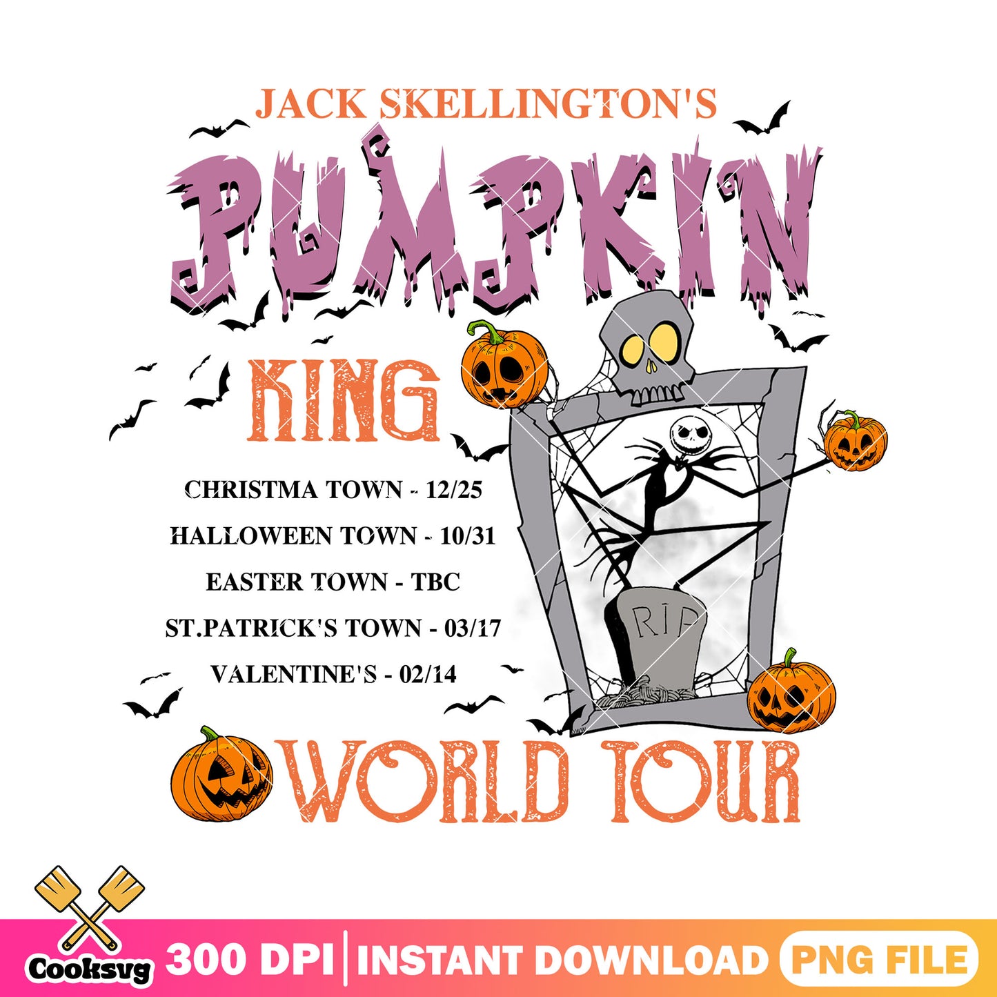 Jack skellington's pumpkin king png, world tour png, halloween art png