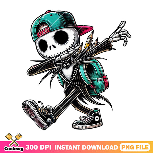 Jack skellington green bag png, black outfit png, back to school day png