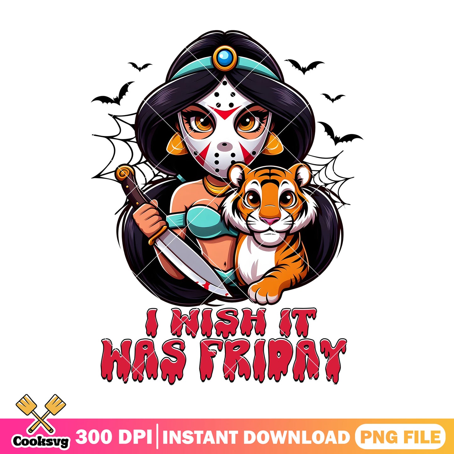 Jasmine killer friday png, horror cartoon png, halloween cartoon png