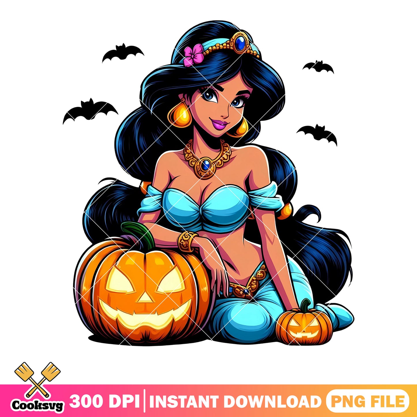 Jasmine princees png, Scary pumpkin png, disney halloween png
