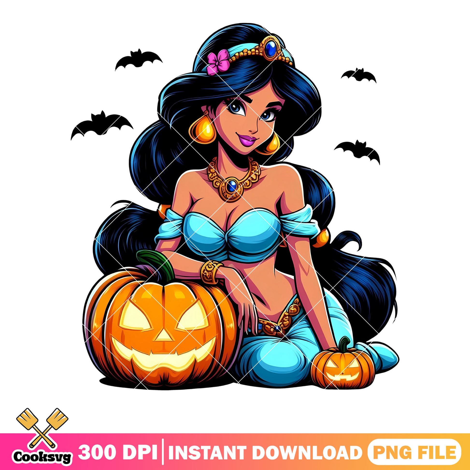 Jasmine princees png, Scary pumpkin png, disney halloween png
