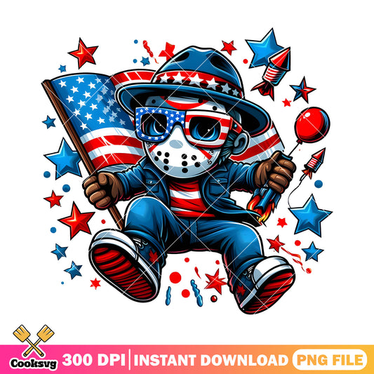 Jason Voorhees cute america png, horror movies png, love america png