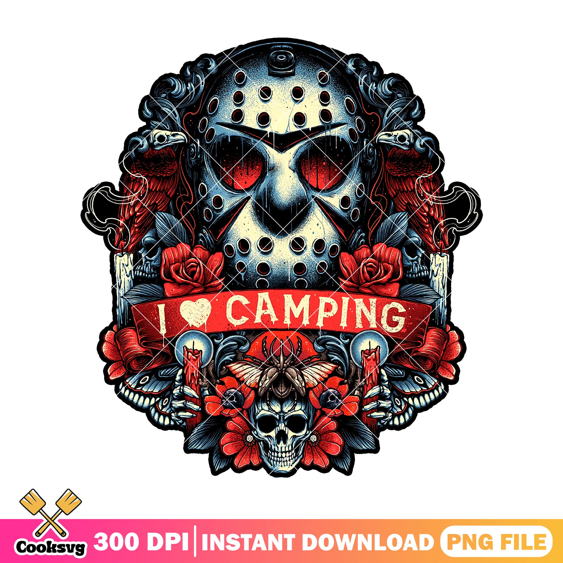 Jason Voorhees design png, halloween spirit png, horror movie png