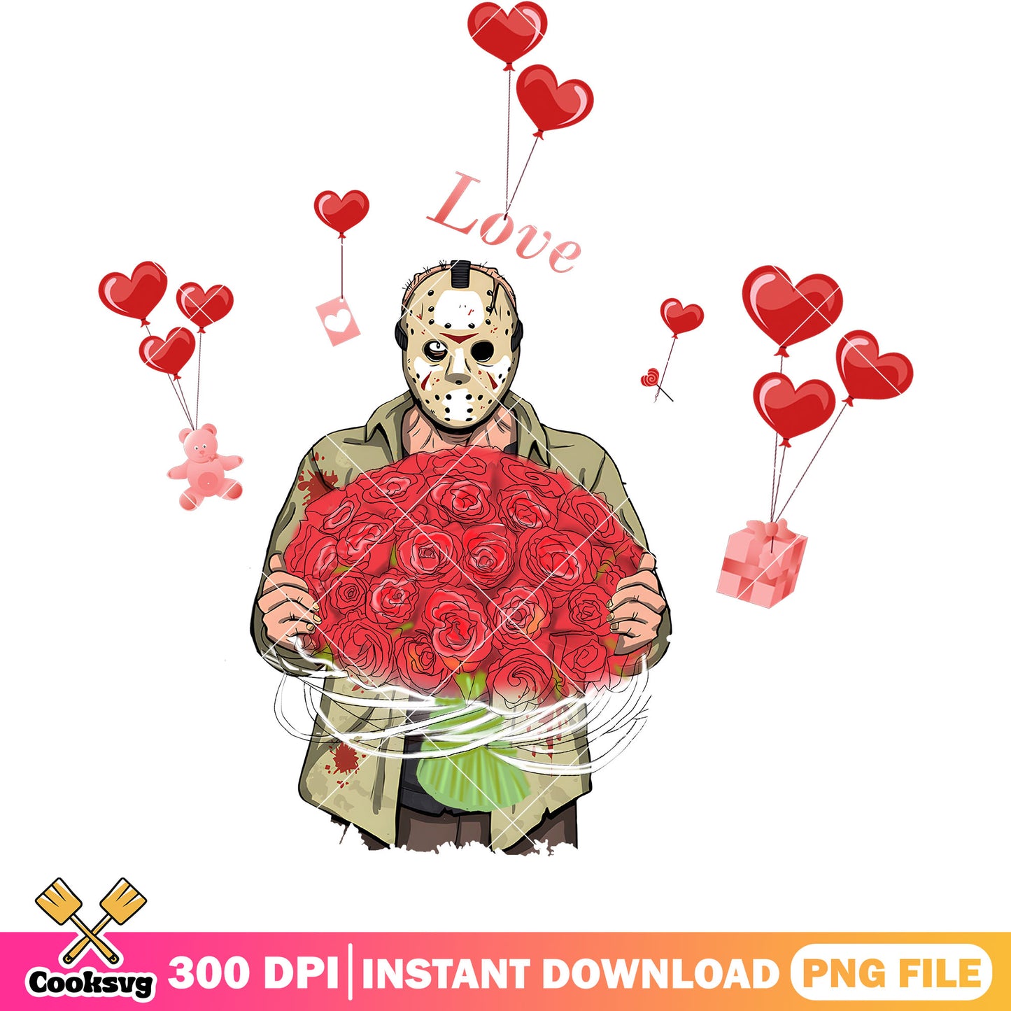 Jason Voorhees love valentine png, love valentine png, horror valentine png