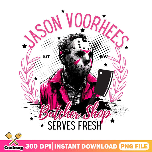 Jason Voorhees Butcher Shop PNG, Horror Halloween PNG, Friday 13th PNG