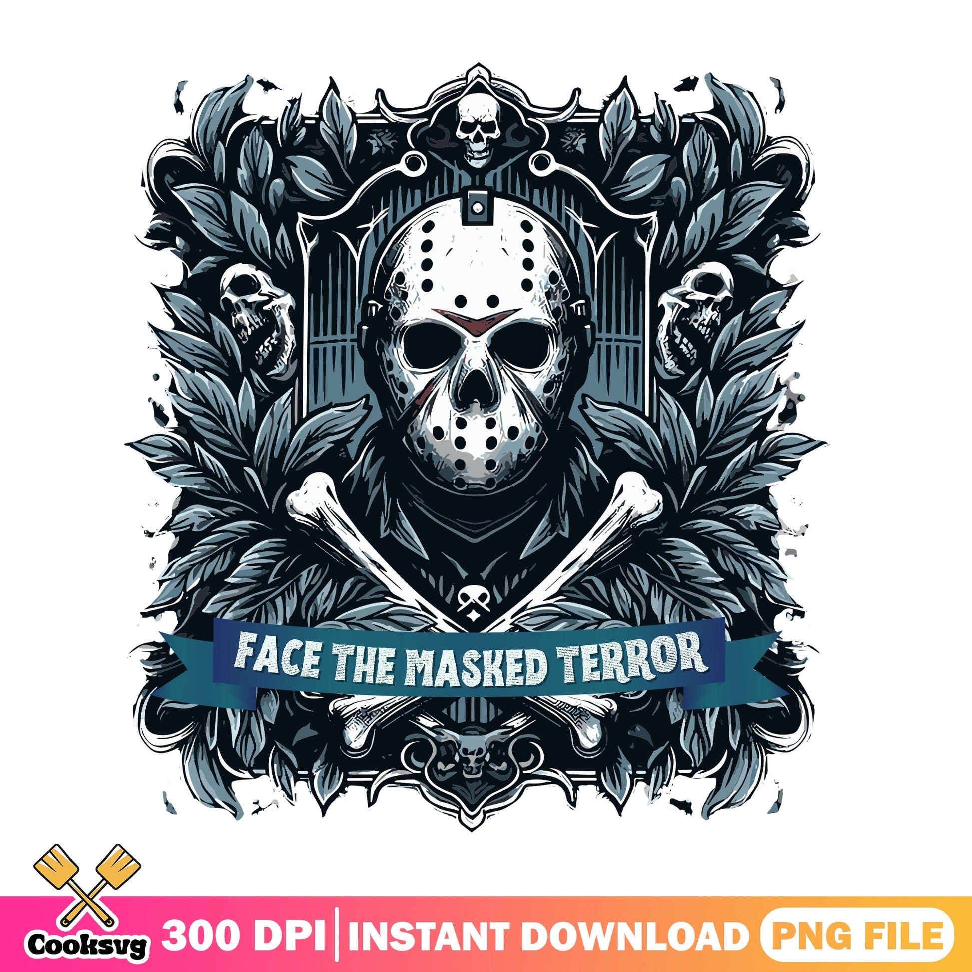 Jason Voorhees Face The Masked Terror PNG, Horror PNG, Halloween PNG