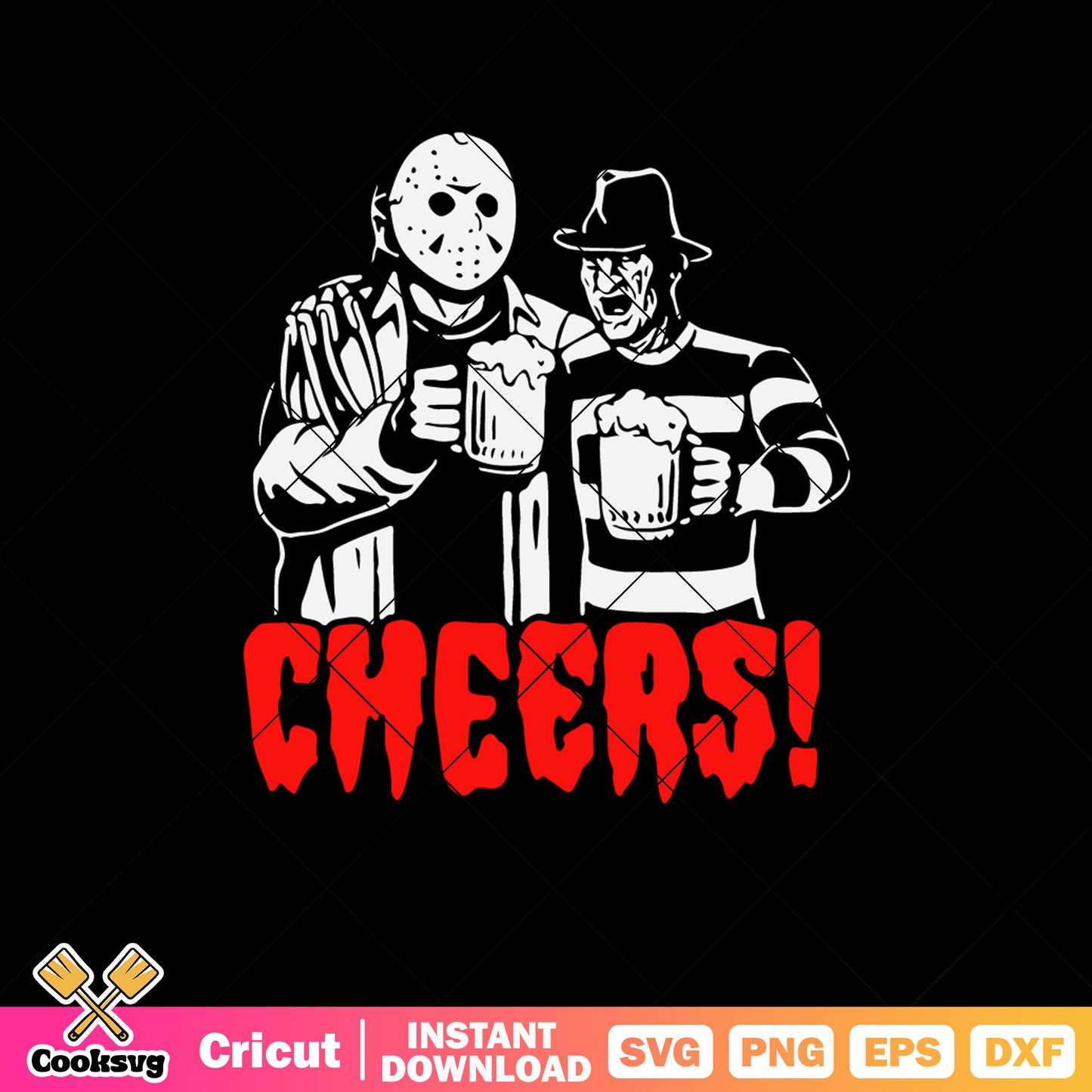 Jason and freddy krueger svg, drink a beer svg, horror characters​ svg