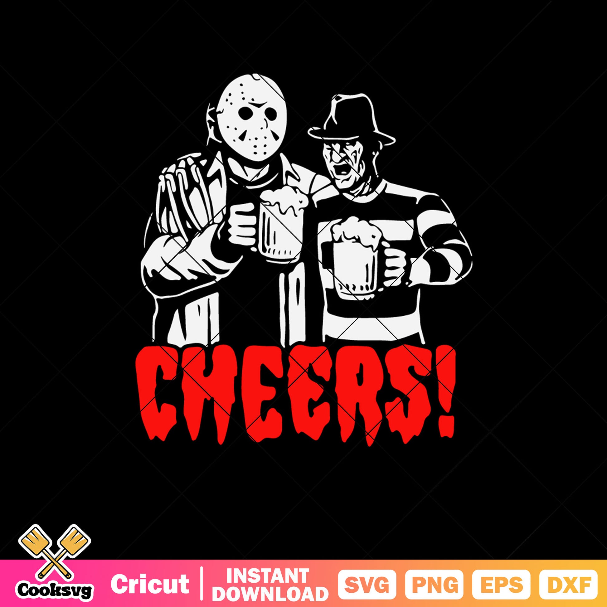Jason and freddy krueger svg, drink a beer svg, horror characters​ svg