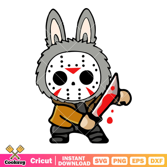 Jason labubu killer svg, labubu halloween svg, jason voorhees mask​ svg