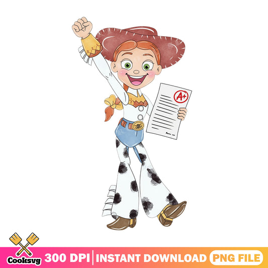 Jessie Toy Story Back To School PNG, Disney PNG, A Plus Grade PNG