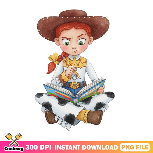 Jessie Toy Story Reading Book PNG, Disney Cowgirl PNG, Toy Story PNG