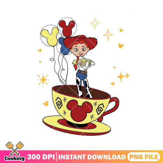 Jessie cup of tea png, jessie toy story​ png, disney drinks png