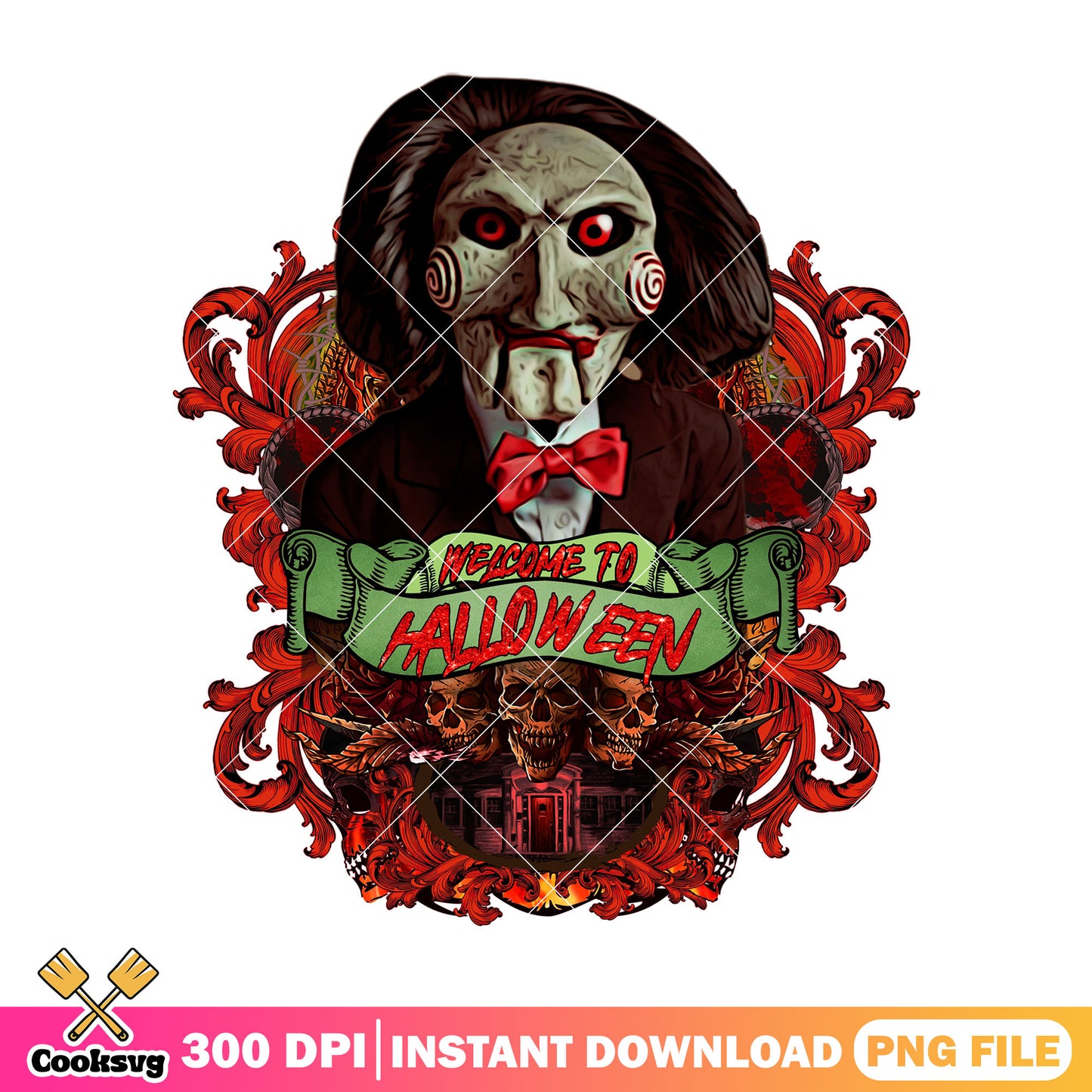 Jigsaw welcome to halloween png,  jigsaw puzzles png, horror movie png