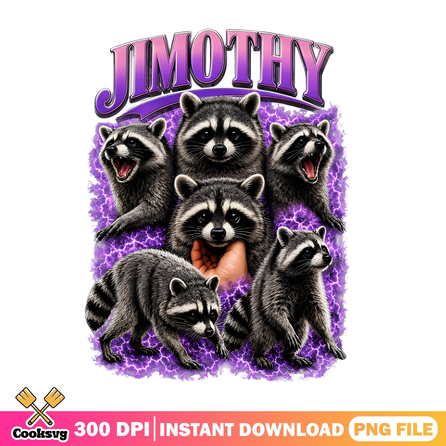Jimothy Raccoon Vintage Bootleg PNG, Funny Raccoon PNG, Meme PNG
