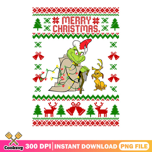 Jingle bell christmas grinch png, christmas poster png, xmas png