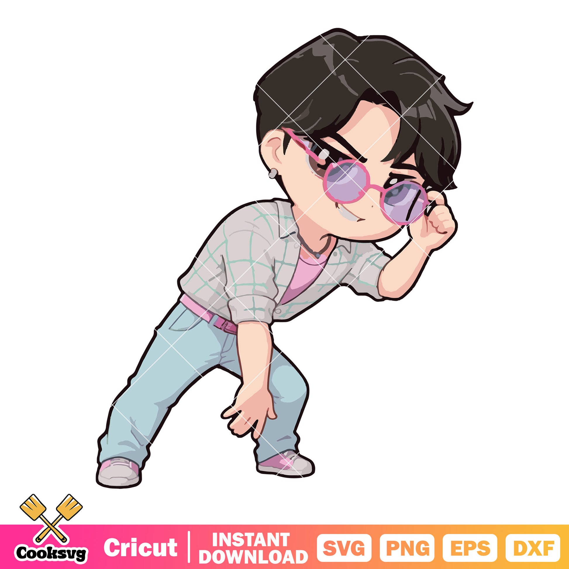 Jinu cool chibi design svg, jinu saja svg, kpop demon hunters svg