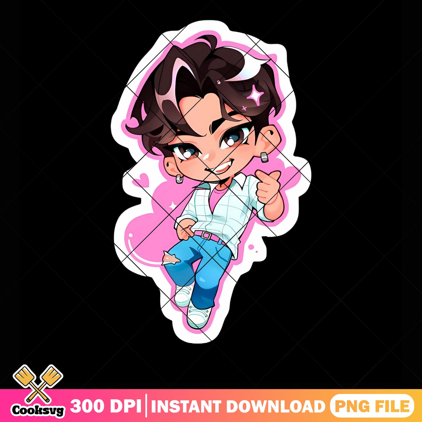 Jinu sticker saja boys png, jinu saja png, kpop demon hunters png