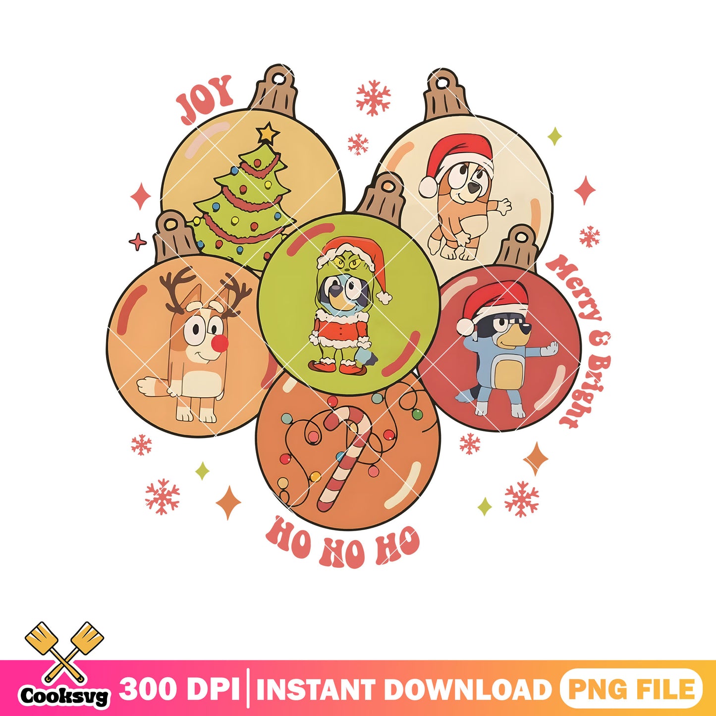 Joy merry and bright ho ho ho png, christmas bluey png, happy bluey png