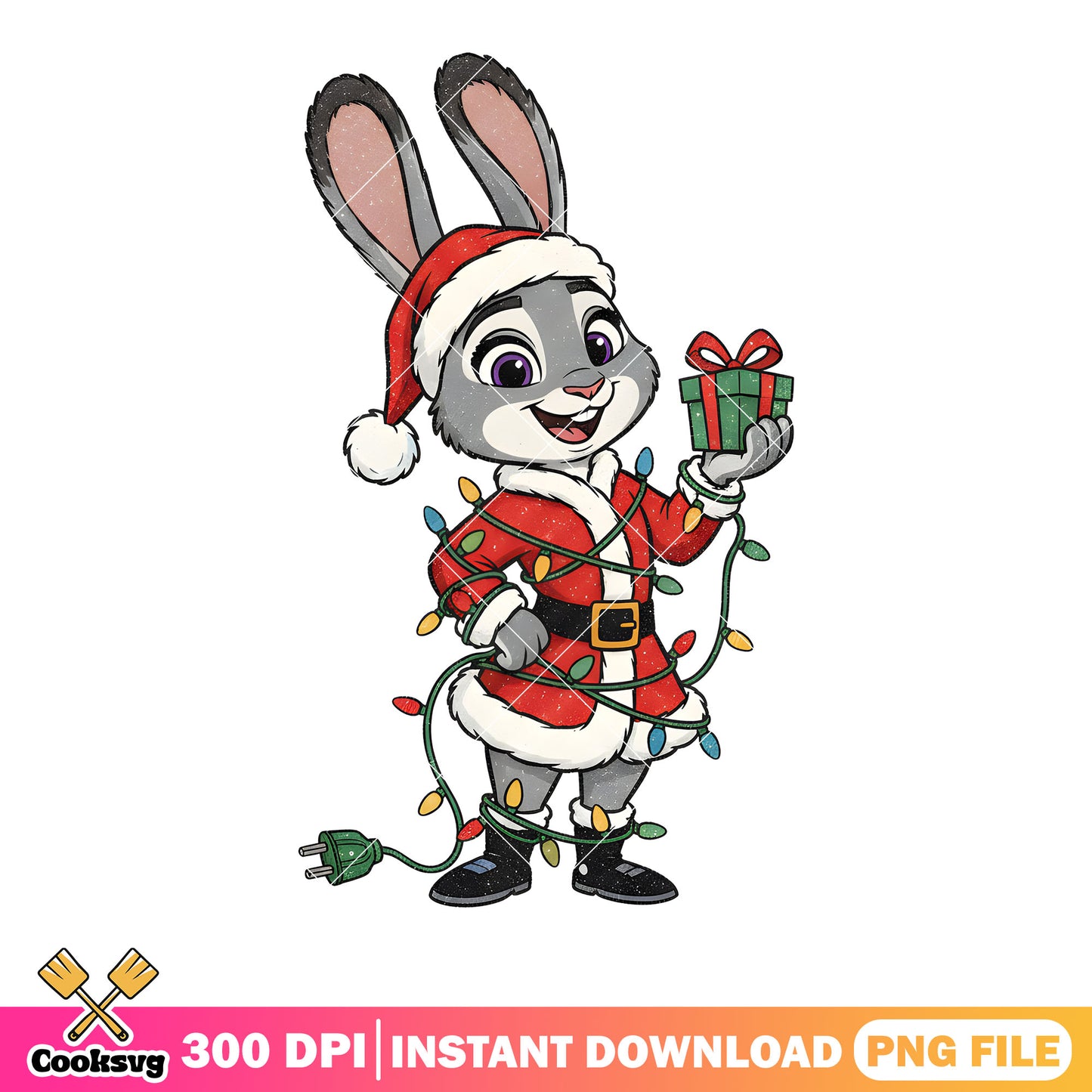 Judy hopps costume santa claus png, so cute funny png, lights png
